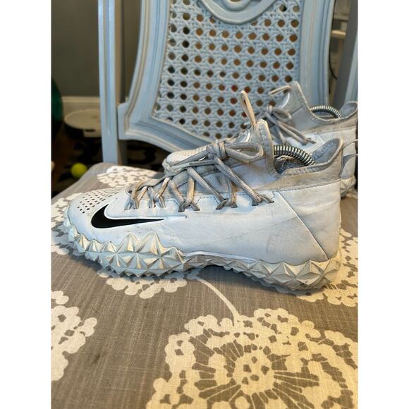 Mens Nike Alpha Huarache 6 Elite 923426-107 White Gray Lacrosse Cleats - Picture 3 of 11